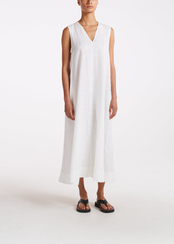 Asceno Nisha Dress Off White Heavy Linen