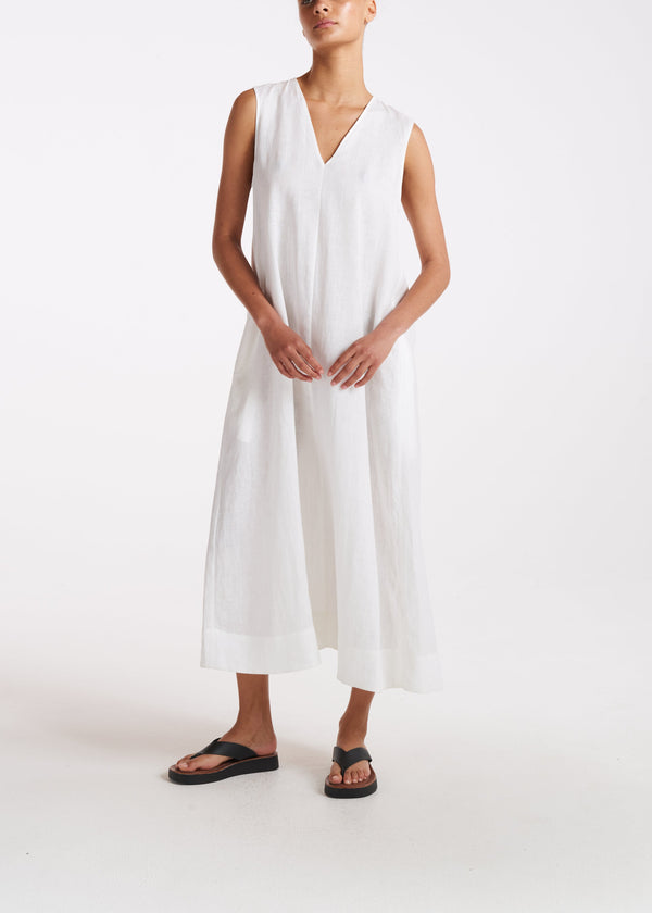 asceno Nisha Dress Off White Heavy Linen