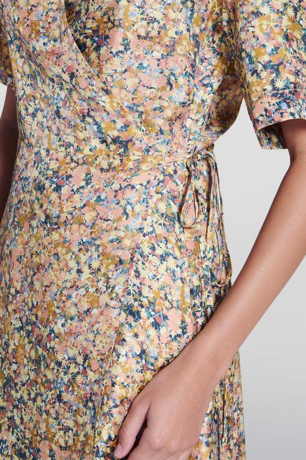 asceno Phoenix Dress Beachscape Tan Silk Twill