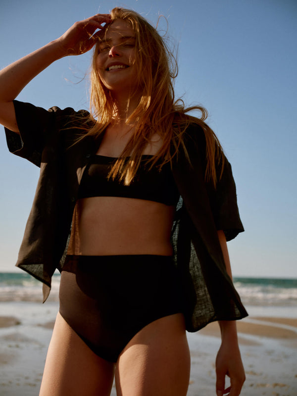 Asceno Prague Shirt Black Organic Linen