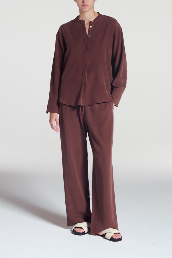 Asceno Remy Top Mahogany Silk Crepe
