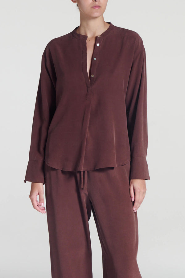 asceno Remy Top Mahogany Silk Crepe