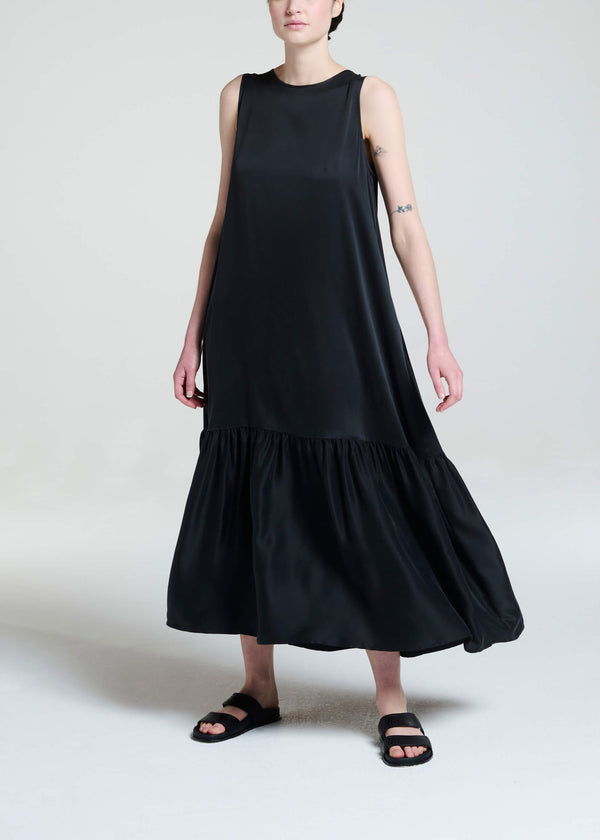 Asceno Rhea Dress Black Silk Charmeuse