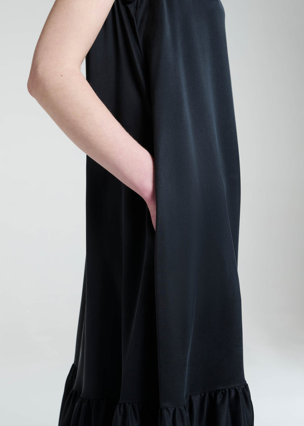 Asceno Rhea Dress Black Silk Charmeuse
