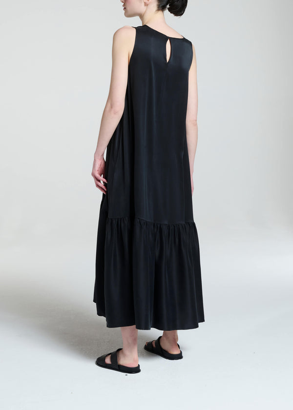 Asceno Rhea Dress Black Silk Charmeuse
