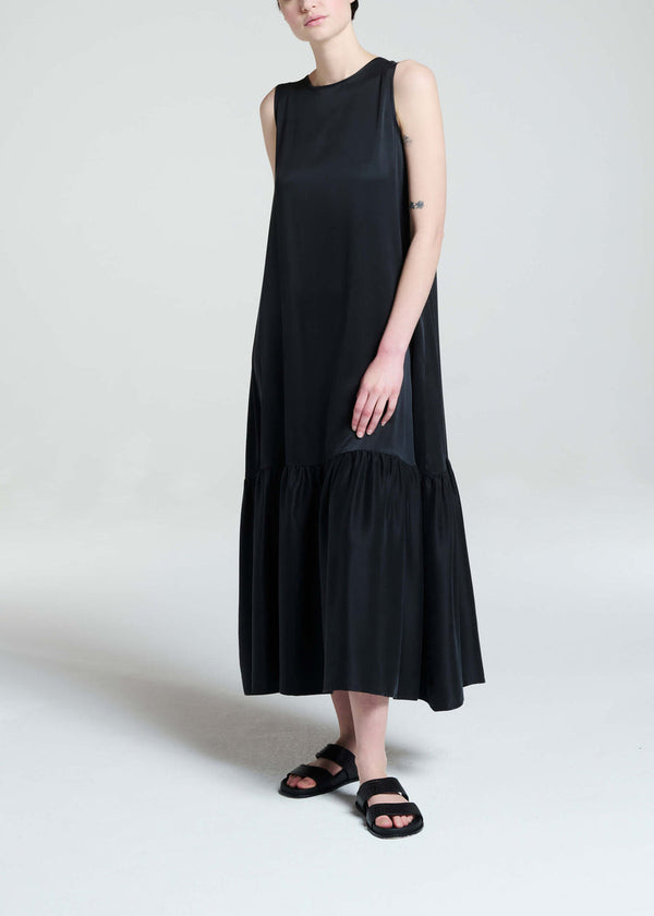 asceno Rhea Dress Black Silk Charmeuse