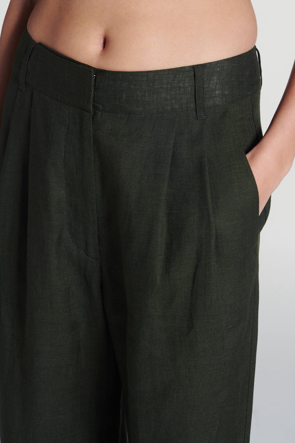 Asceno Rivello Trouser Sea Moss Green Linen