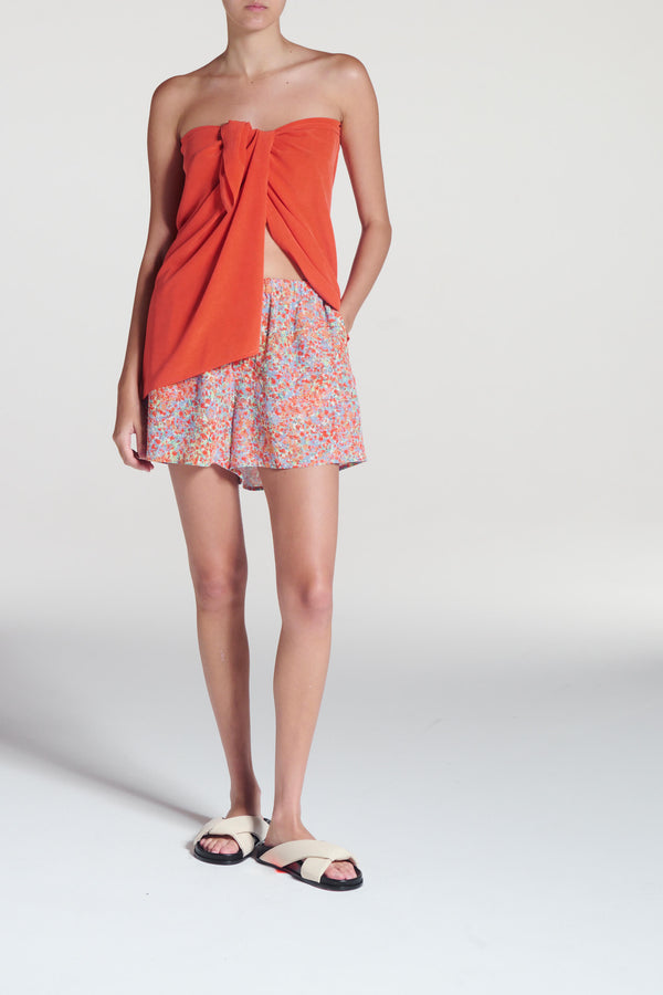 Asceno Sarong Coral Red Silk Crepe