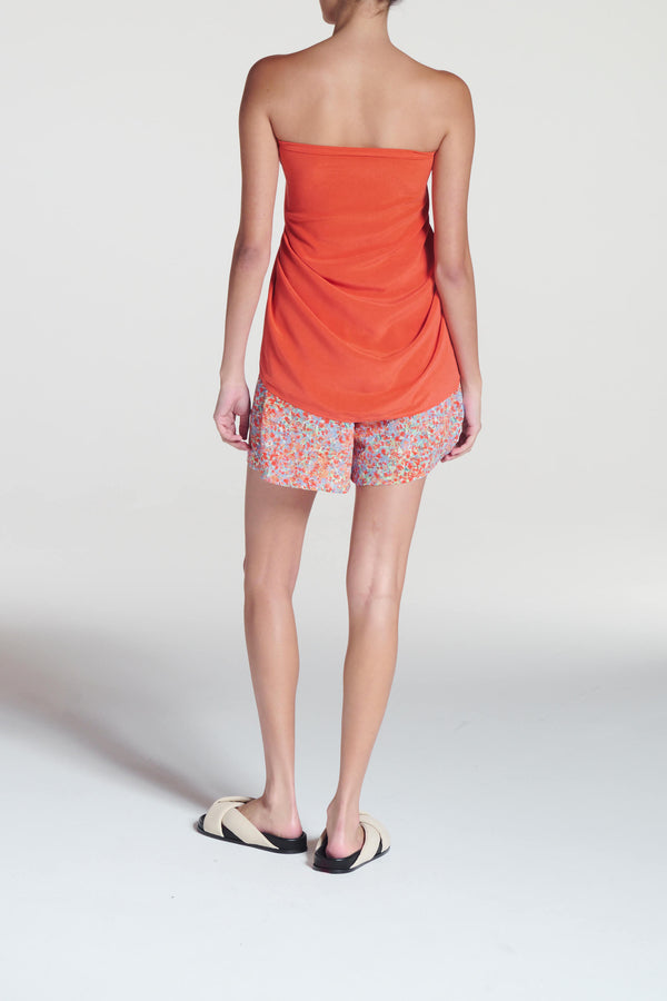 Asceno Sarong Coral Red Silk Crepe