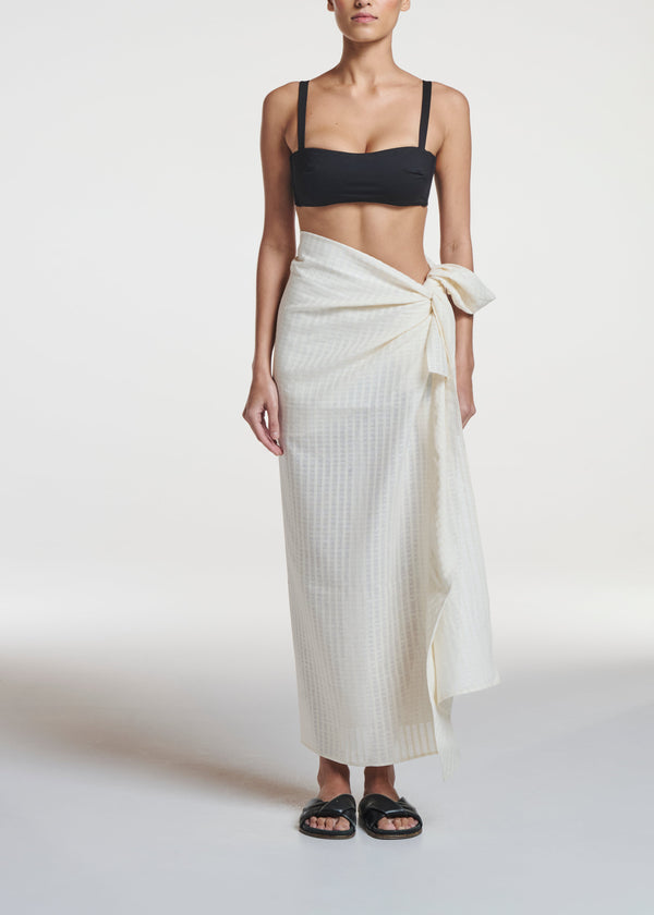 asceno Sarong Shell White Stripe Cotton Linen