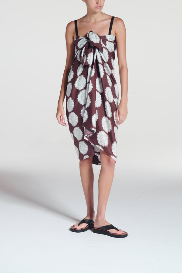 Asceno Sarong Sunflower Mahogany Silk Twill