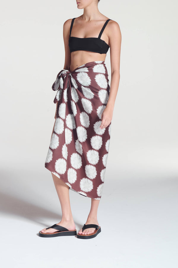 Asceno Sarong Sunflower Mahogany Silk Twill