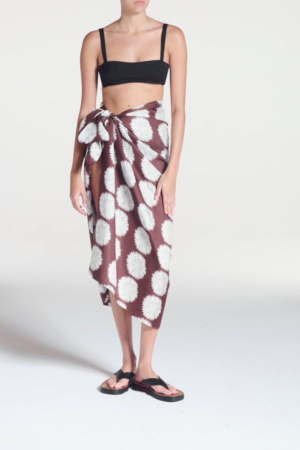 asceno Sarong Sunflower Mahogany Silk Twill