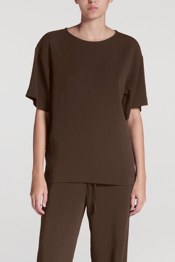 asceno Talia Shirt Coffee Viscose Crepe