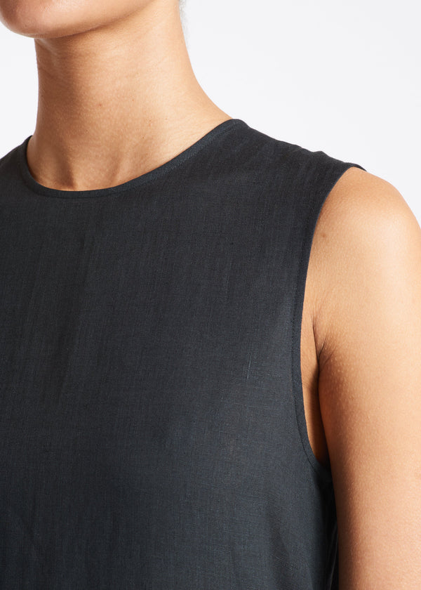 Asceno Tallin Maxi Dress Black Linen