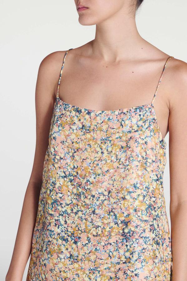 Asceno Tulum Top Beachscape Tan Silk Twill