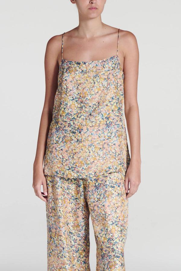 asceno Tulum Top Beachscape Tan Silk Twill