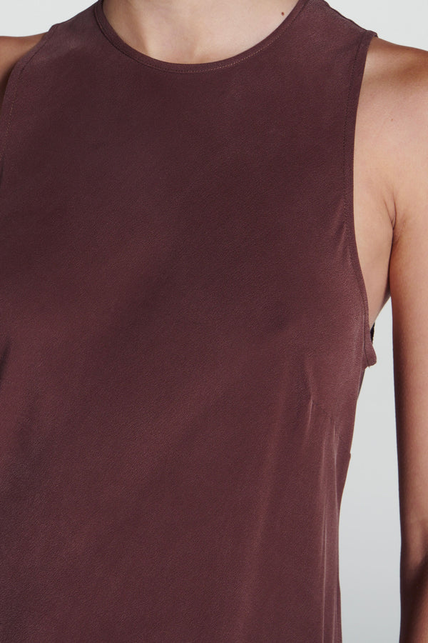 Asceno Valencia Dress Mahogany Silk Crepe