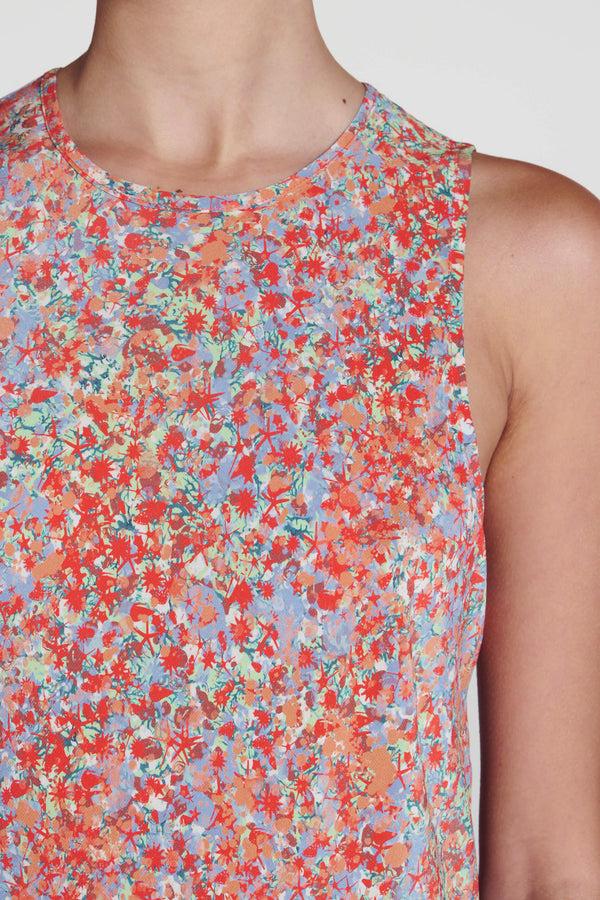 Asceno Valentina Dress Beachscape Coral Silk Crepe