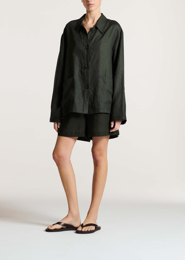 Asceno Valera Jacket Sea Moss Green Linen