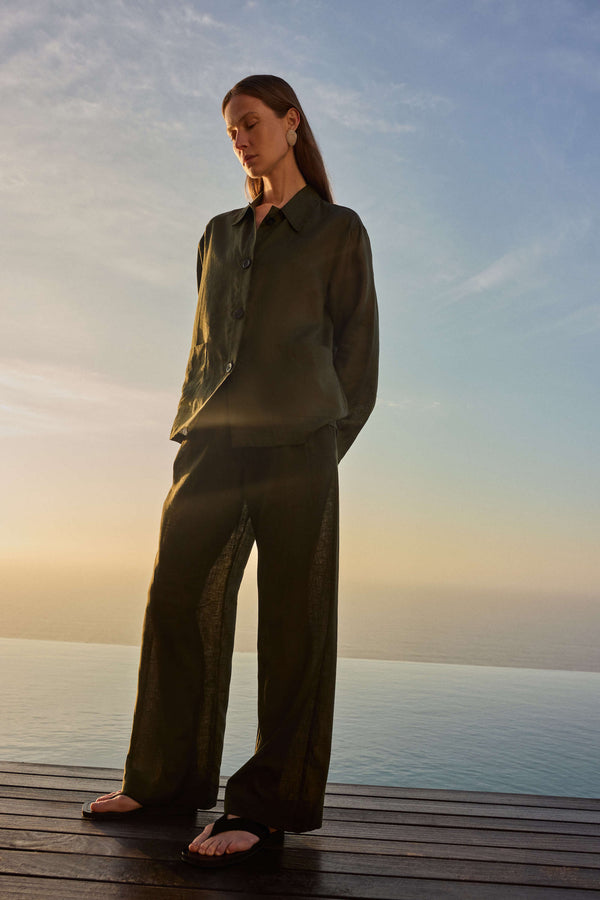 Asceno Valera Jacket Sea Moss Green Linen