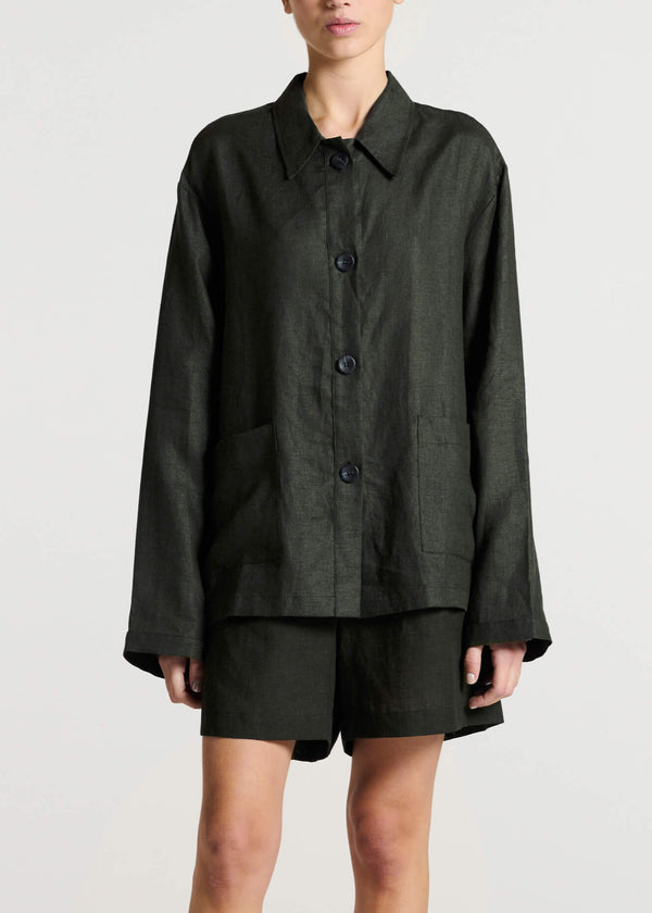 asceno Valera Jacket Sea Moss Green Linen