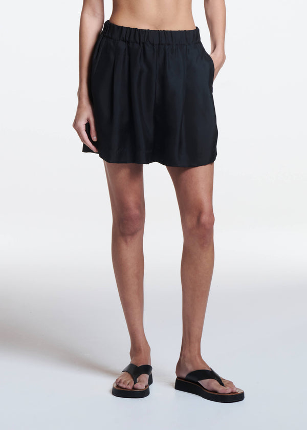 Asceno Zurich Short Black Silk Twill