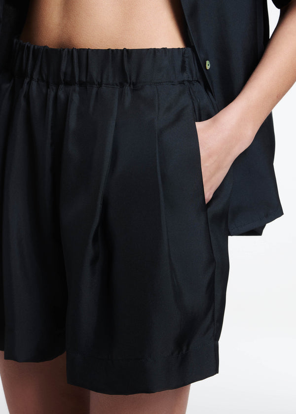 Asceno Zurich Short Black Silk Twill