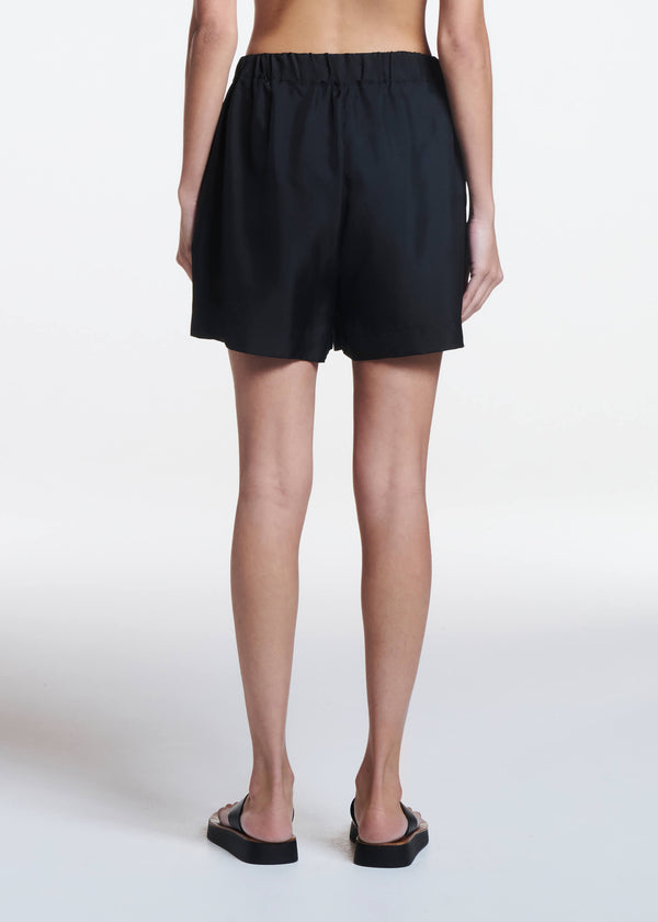 Asceno Zurich Short Black Silk Twill