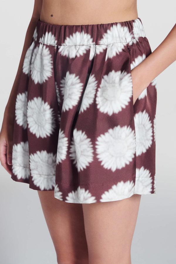 Asceno Zurich Short Sunflower Mahogany Silk Twill