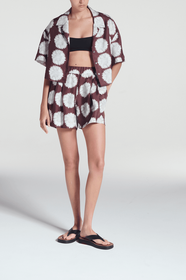 asceno Zurich Short Sunflower Mahogany Silk Twill