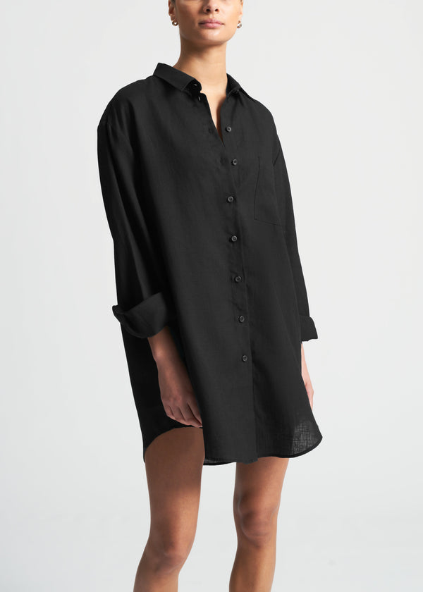 Asceno Formentera Oversized Shirt Black Organic Linen