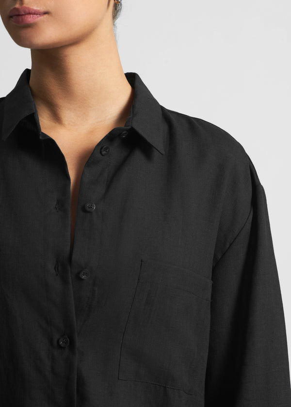 Asceno Formentera Oversized Shirt Black Organic Linen