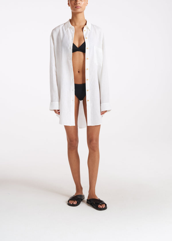 Asceno Formentera Oversized Shirt White Organic Linen