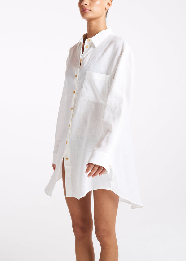 asceno Formentera Oversized Shirt White Organic Linen