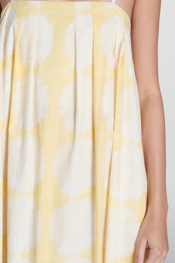 Asceno Heather Dress Abstract Sunflower Lemon Cotton