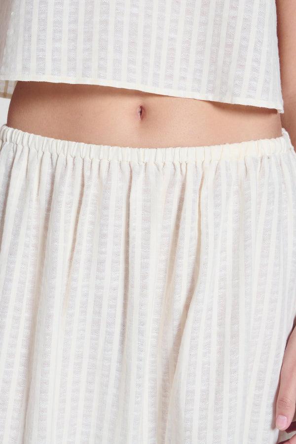 Asceno Rafaela Skirt Shell White Stripe Cotton Linen