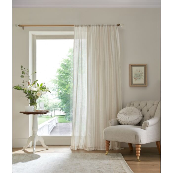 Ashley Wilde Laura Ashley Awning Stripe Natural Ready Made Curtains