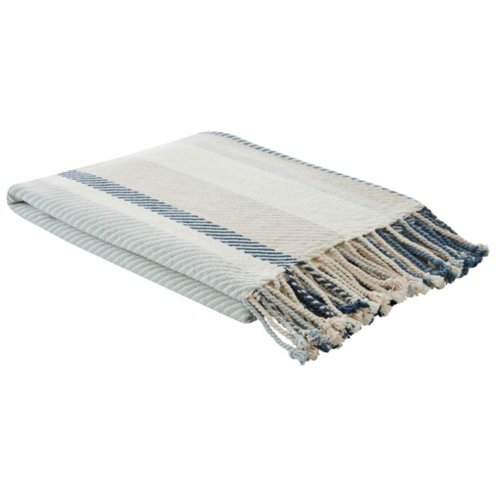 Ashley Wilde Laura Ashley Awning Stripe Seaspray Blue 150x200cm Throw
