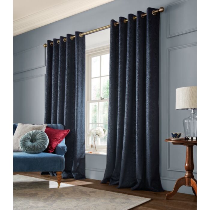 Ashley Wilde Laura Ashley Barley Embossed Midnight Ready Made Curtains