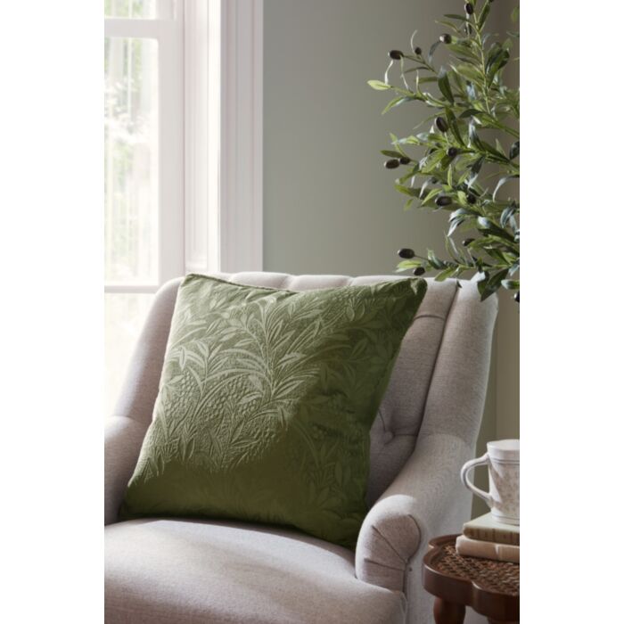 Ashley Wilde Laura Ashley Barley Embossed Olive Green 50x50cm Microfibre Cushion