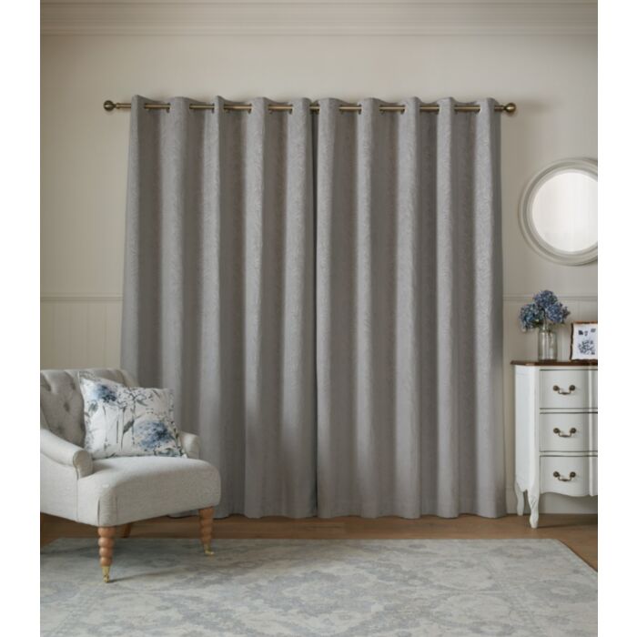 Ashley Wilde Laura Ashley Barley Embossed Steel Grey Ready Made Curtains