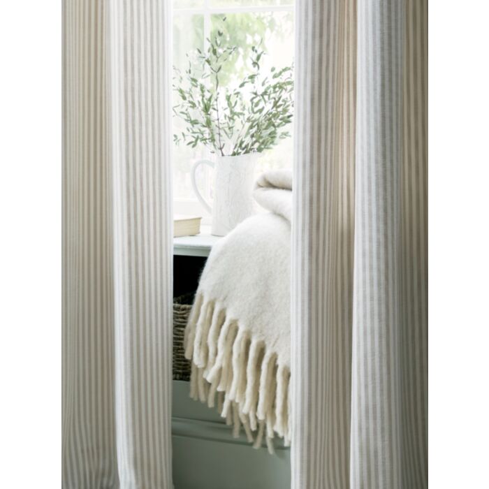 Ashley Wilde Laura Ashley Cornish Chenille Stripe Natural Ready Made Curtains