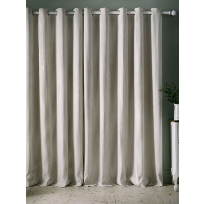 Ashley Wilde Laura Ashley Cornish Chenille Stripe Natural Ready Made Curtains