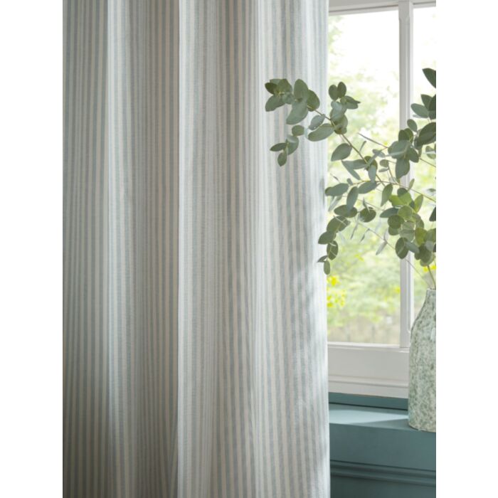 Ashley Wilde Laura Ashley Cornish Chenille Stripe Slate Blue Ready Made Curtains