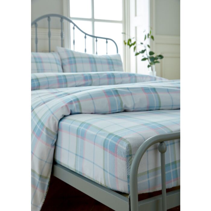 Ashley Wilde Laura Ashley Highland Check Sherston Powder Blue Fitted Sheet