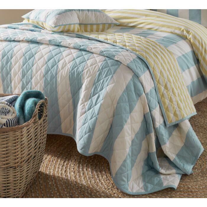 ashley wilde Laura Ashley Lille Stripe Seaspray Quilted Bedspread 235x235cm