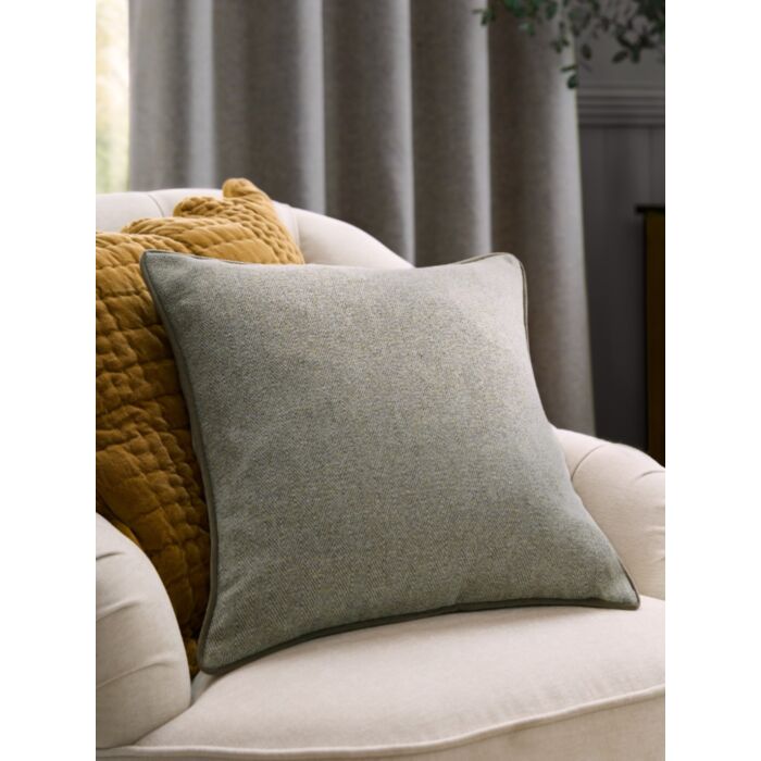Ashley Wilde Laura Ashley Milbourne Herringbone Grey Sage 45x45cm Microfibre Cushion