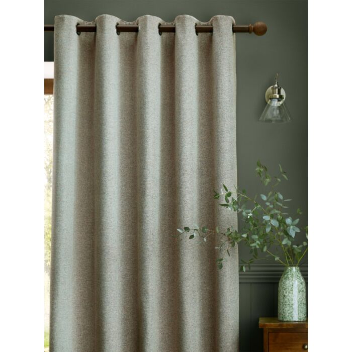 Ashley Wilde Laura Ashley Milbourne Herringbone Grey Sage Ready Made Curtains