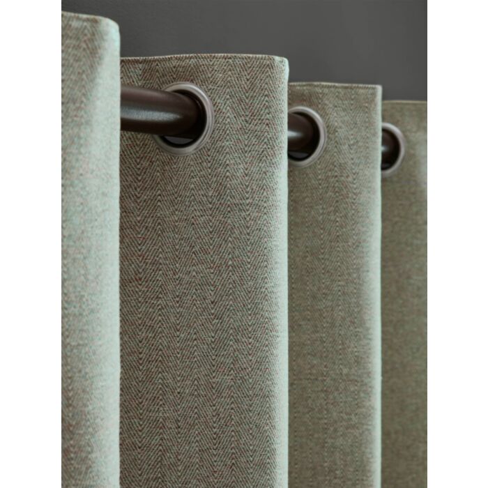Ashley Wilde Laura Ashley Milbourne Herringbone Grey Sage Ready Made Curtains